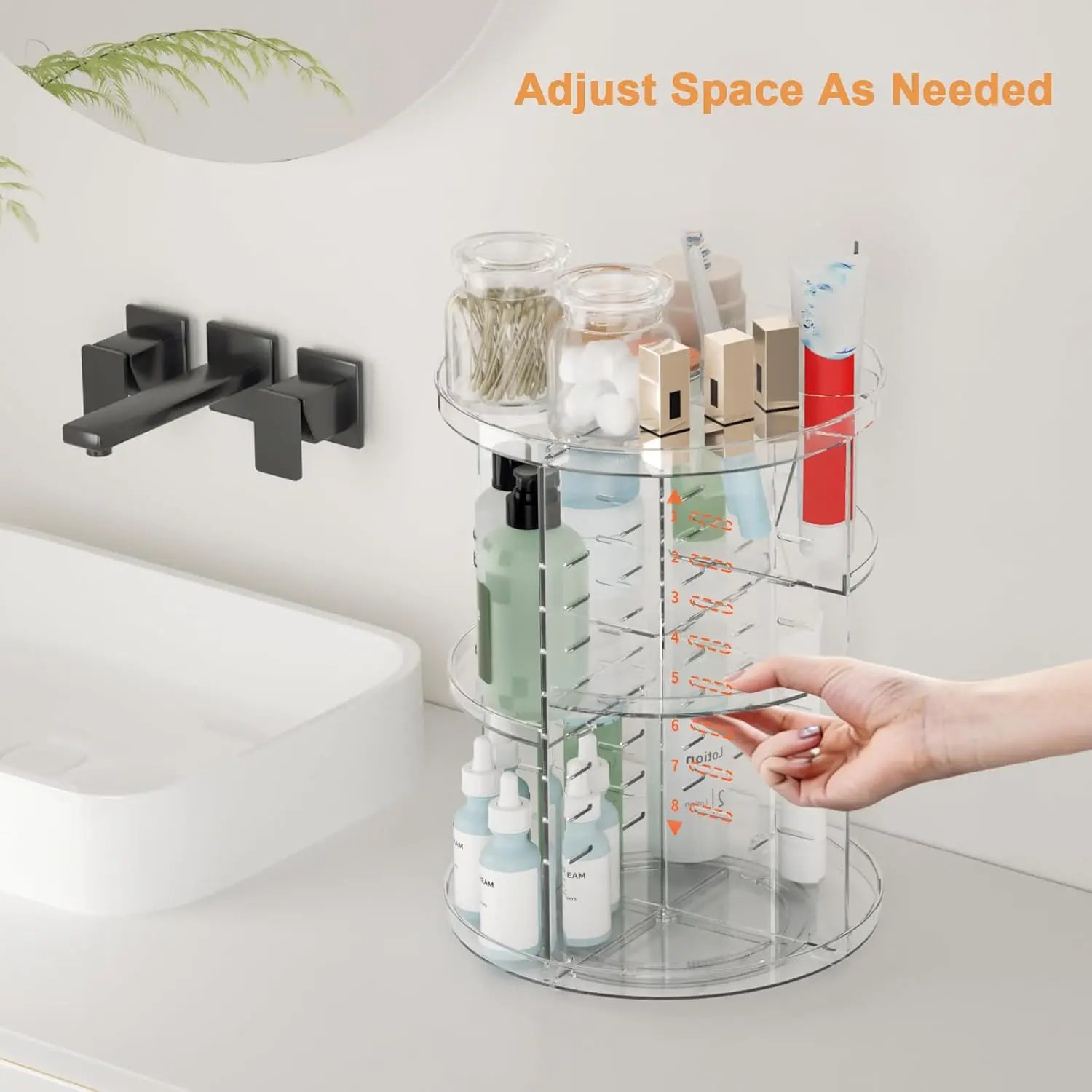 360° Rotating Makeup Organizer, Adjustable Skincare Storage Rack for Vanity, Bathroom and Countertop AuralisseBeauty