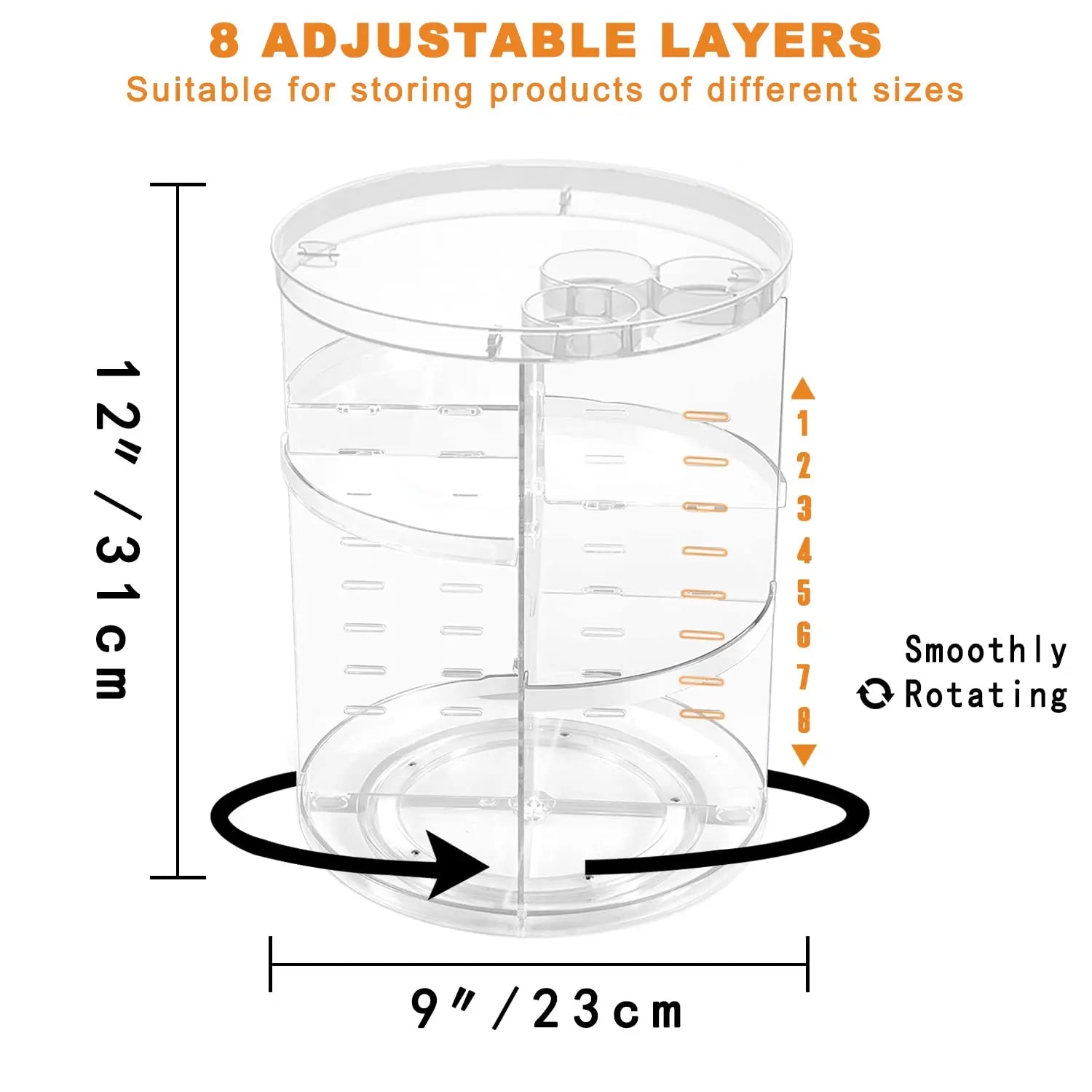 360° Rotating Makeup Organizer, Adjustable Skincare Storage Rack for Vanity, Bathroom and Countertop AuralisseBeauty