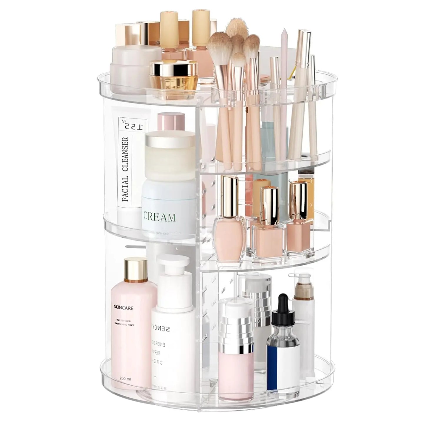 360° Rotating Makeup Organizer, Adjustable Skincare Storage Rack for Vanity, Bathroom and Countertop AuralisseBeauty