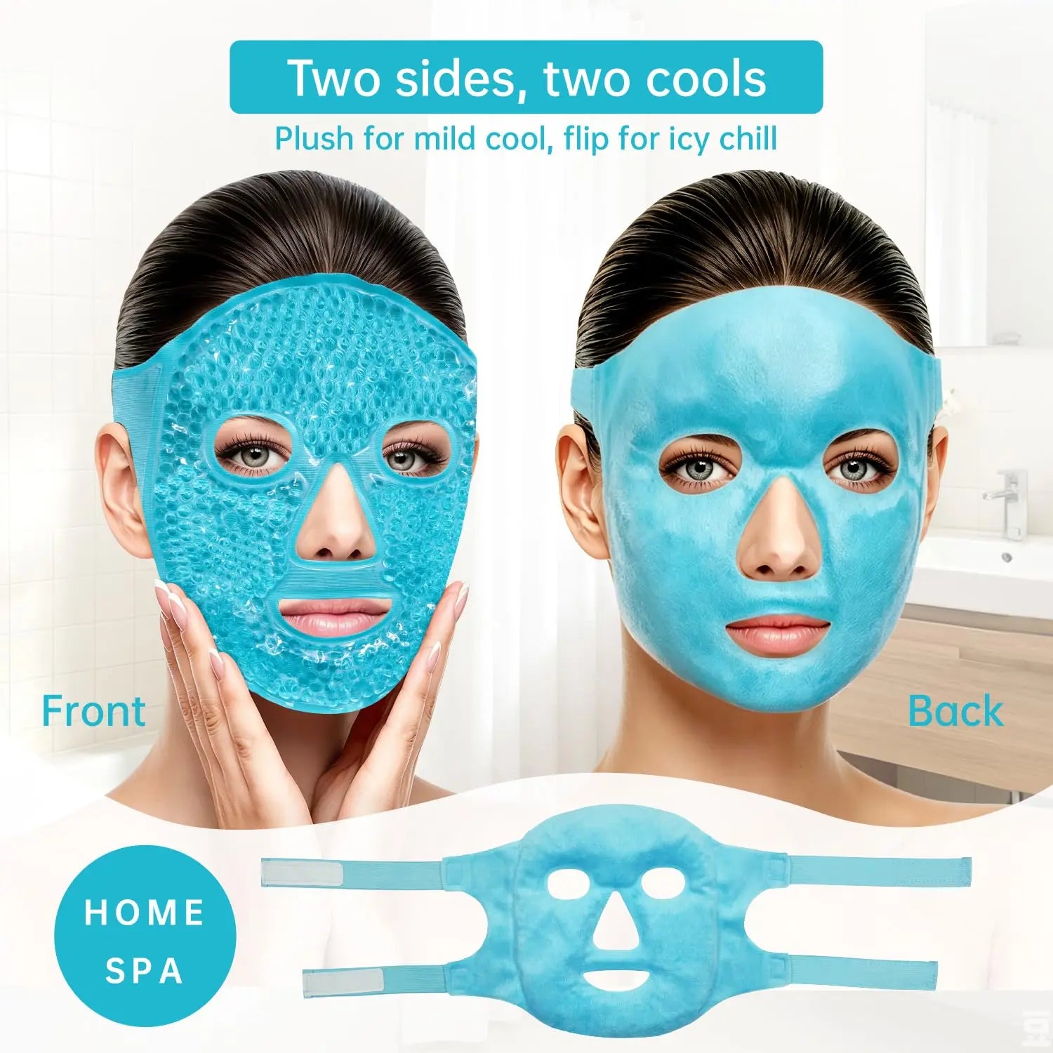 Cooling Gel Face and Eye Mask, Reusable Cold Therapy Mask for Puffy Eyes, Migraine Relief, Sinus Pressure and Relaxation AuralisseBeauty