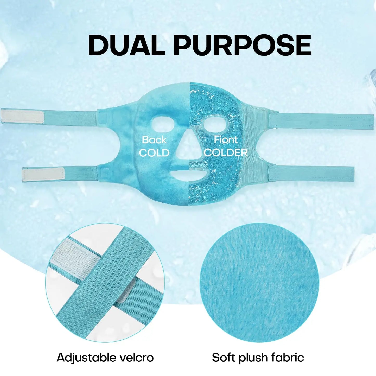 Cooling Gel Face and Eye Mask, Reusable Cold Therapy Mask for Puffy Eyes, Migraine Relief, Sinus Pressure and Relaxation AuralisseBeauty