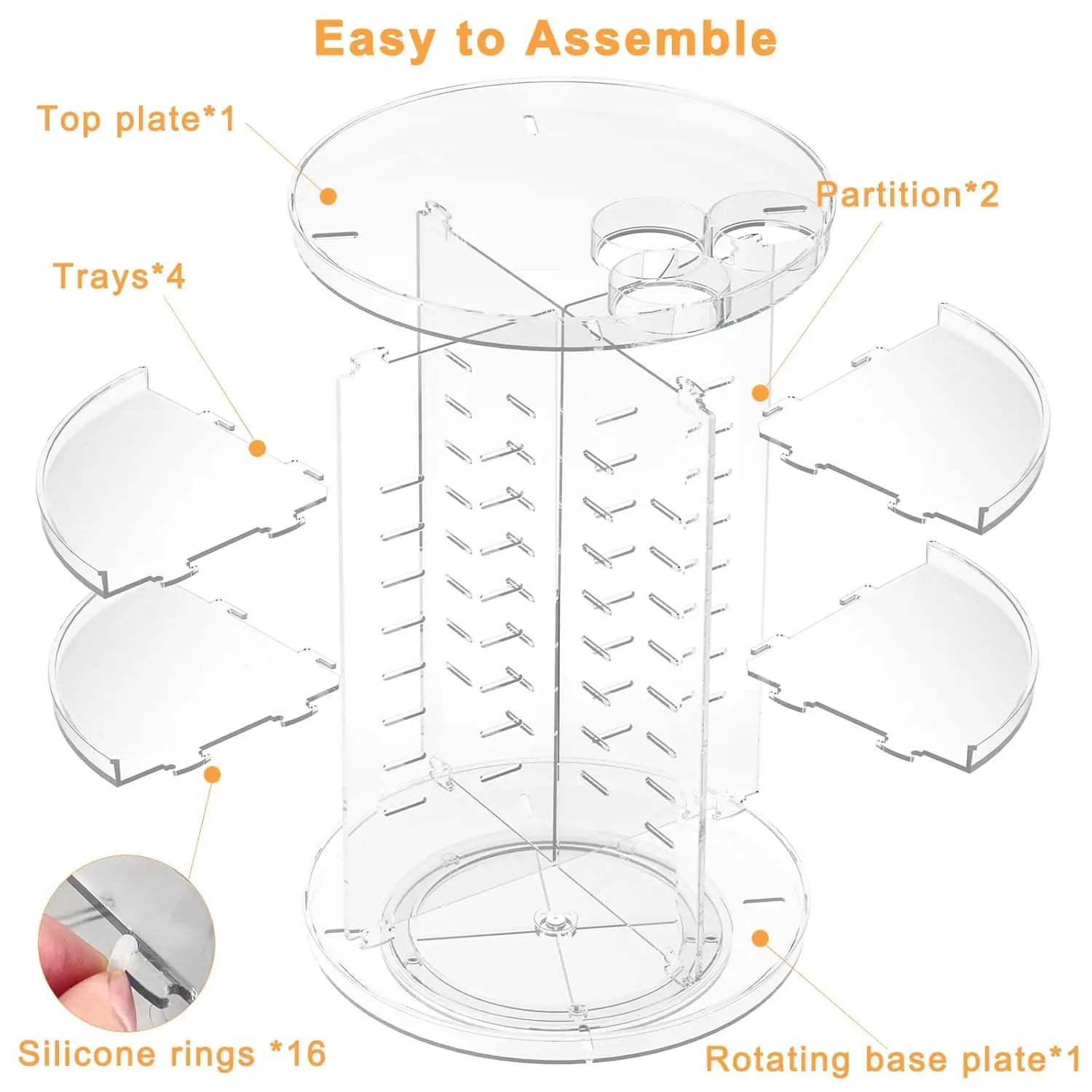 360° Rotating Makeup Organizer, Adjustable Skincare Storage Rack for Vanity, Bathroom and Countertop AuralisseBeauty