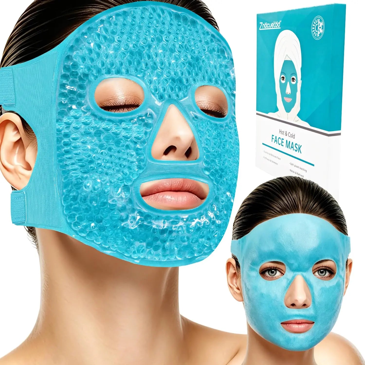 Cooling Gel Face and Eye Mask, Reusable Cold Therapy Mask for Puffy Eyes, Migraine Relief, Sinus Pressure and Relaxation AuralisseBeauty